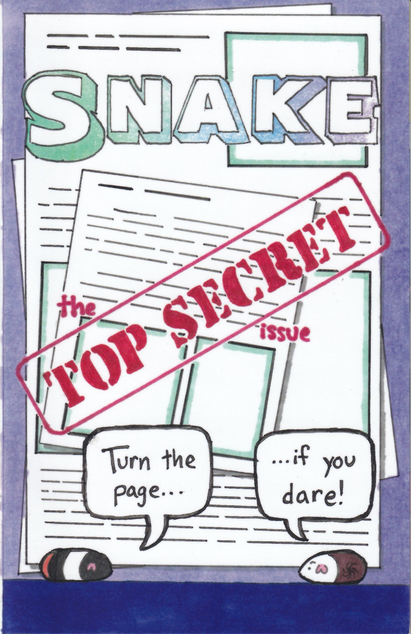 The cover of the Top Secret Issue, showing two guinea pigs, saying, 
